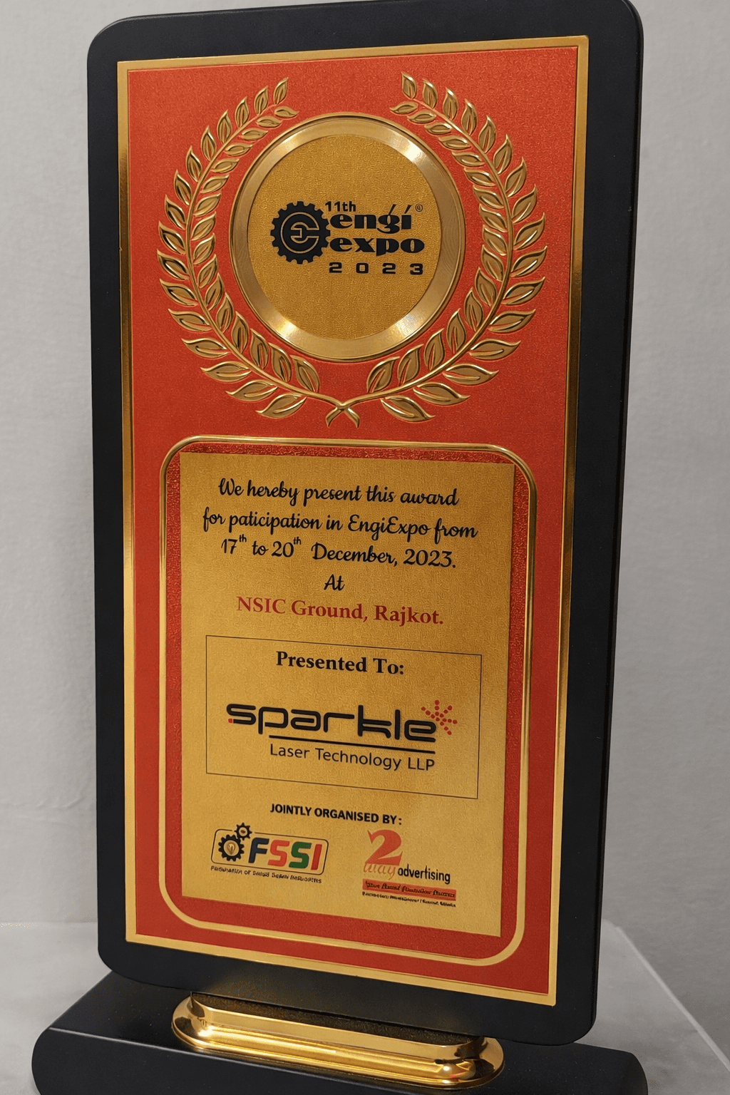 EngiExpo 2023 Participation Award - Sparkle Laser Technology LLP
