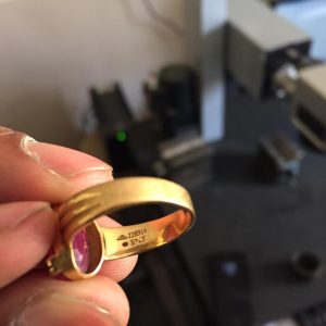 laser hallmarking on gold ring jewellery