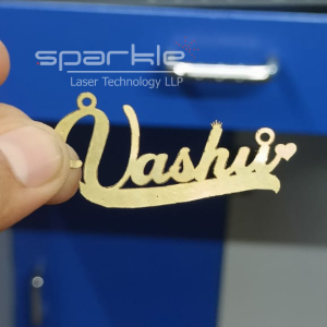 laser name cutting on gold plate